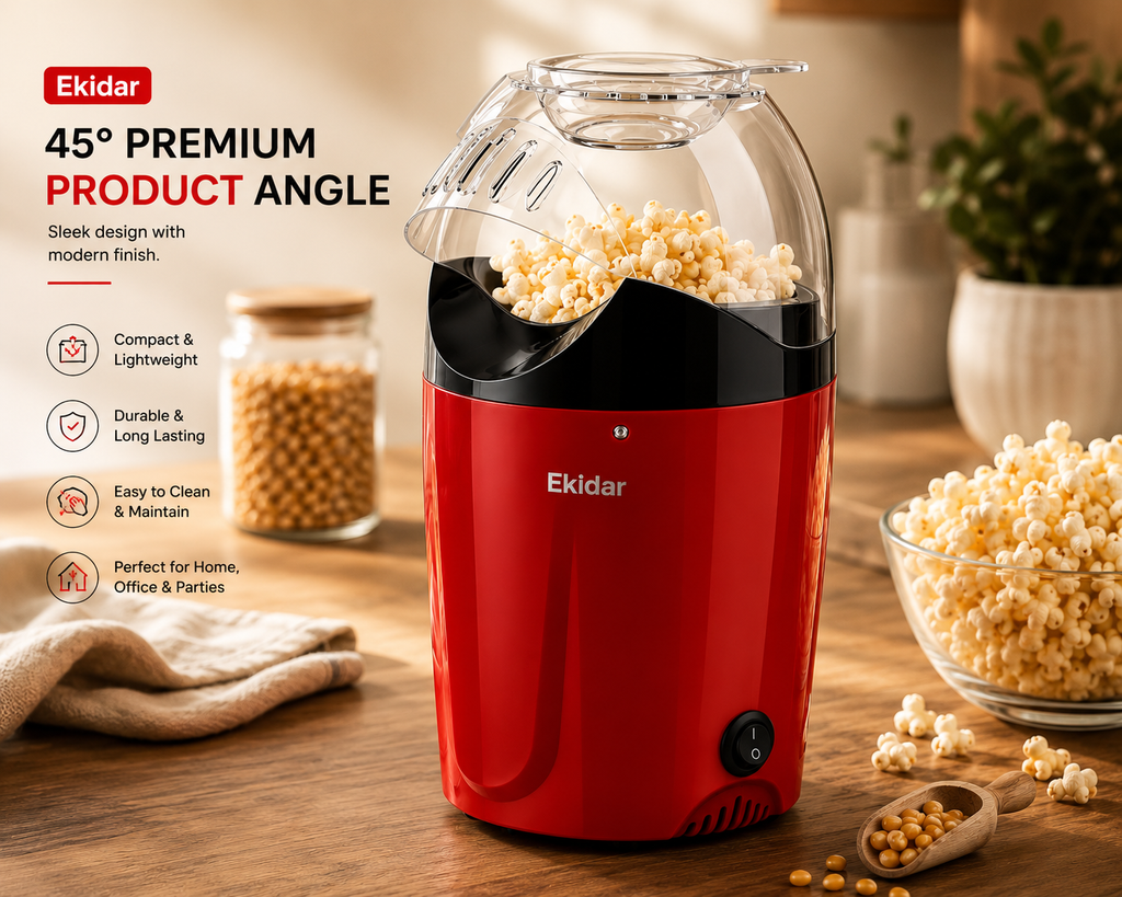 Electric Hot Air Popcorn Maker – 1200W Oil-Free Popcorn Machine