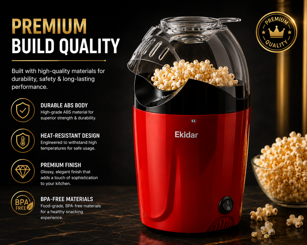Electric Hot Air Popcorn Maker – 1200W Oil-Free Popcorn Machine