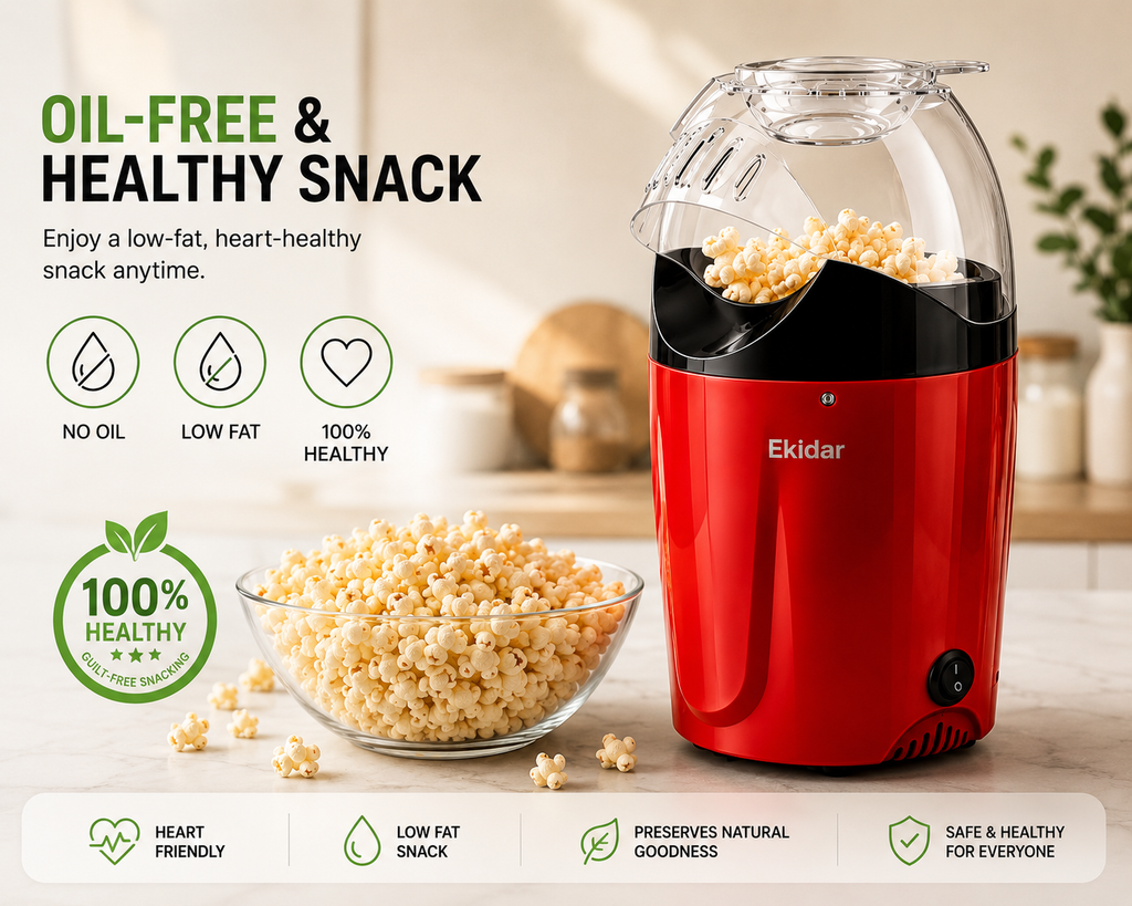 Electric Hot Air Popcorn Maker – 1200W Oil-Free Popcorn Machine